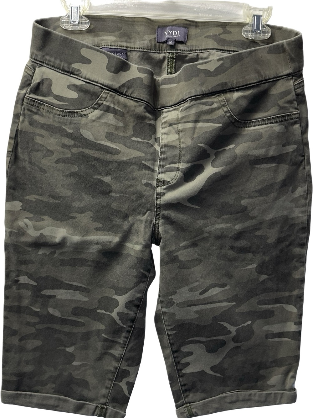 NYDJ Woman’s Camo Stretch Shorts - Olive Green Size 10